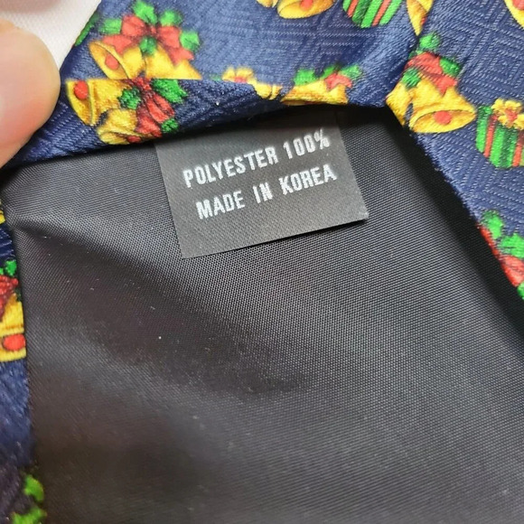 VTG Men's Christmas Necktie Gift & Bell Festive Holiday Patterned Tie Polyester - Picture 6 of 8